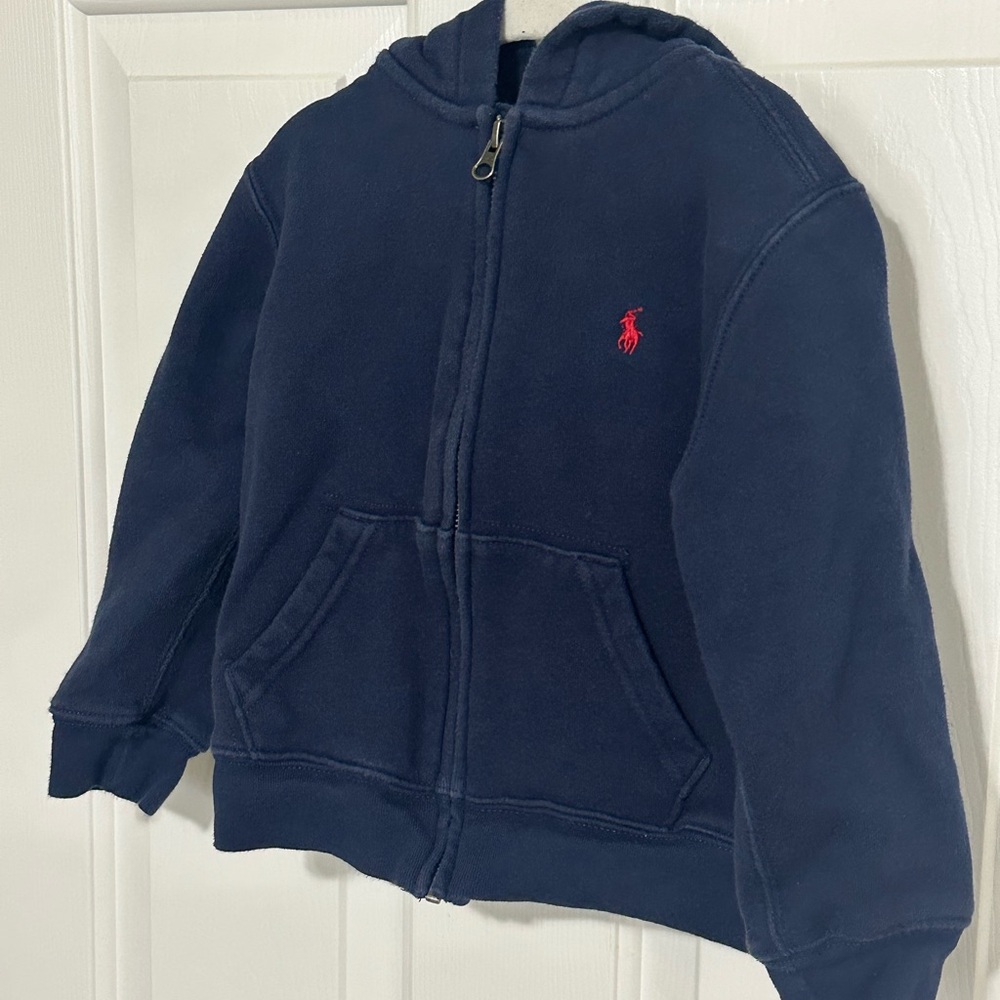 Ralph Lauren Navy Blue Kids Hoodie with Red Logo